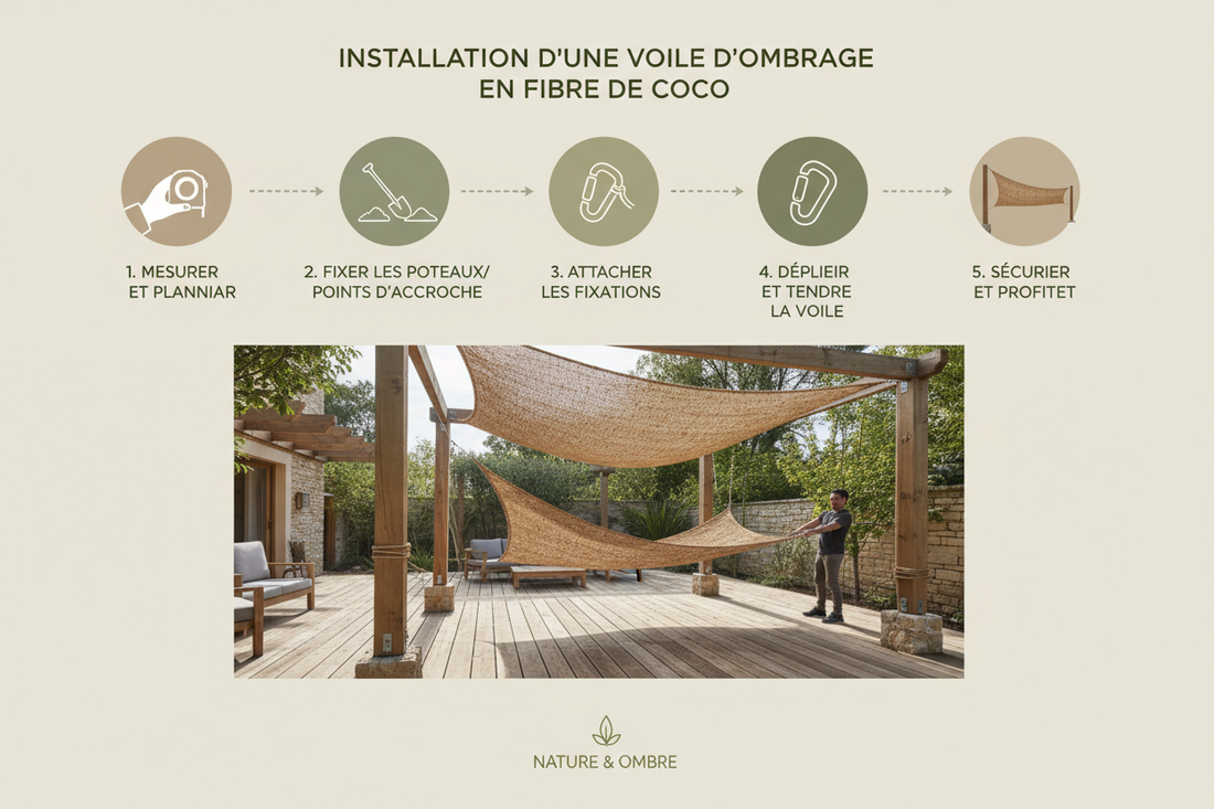 Comment installer une voile d'ombrage en fibre de coco en 5 étapes