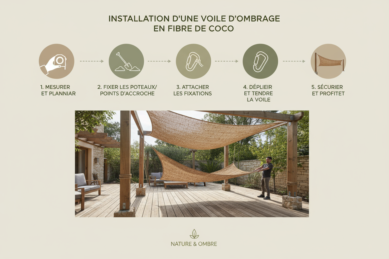 Comment installer une voile d'ombrage en fibre de coco en 5 étapes