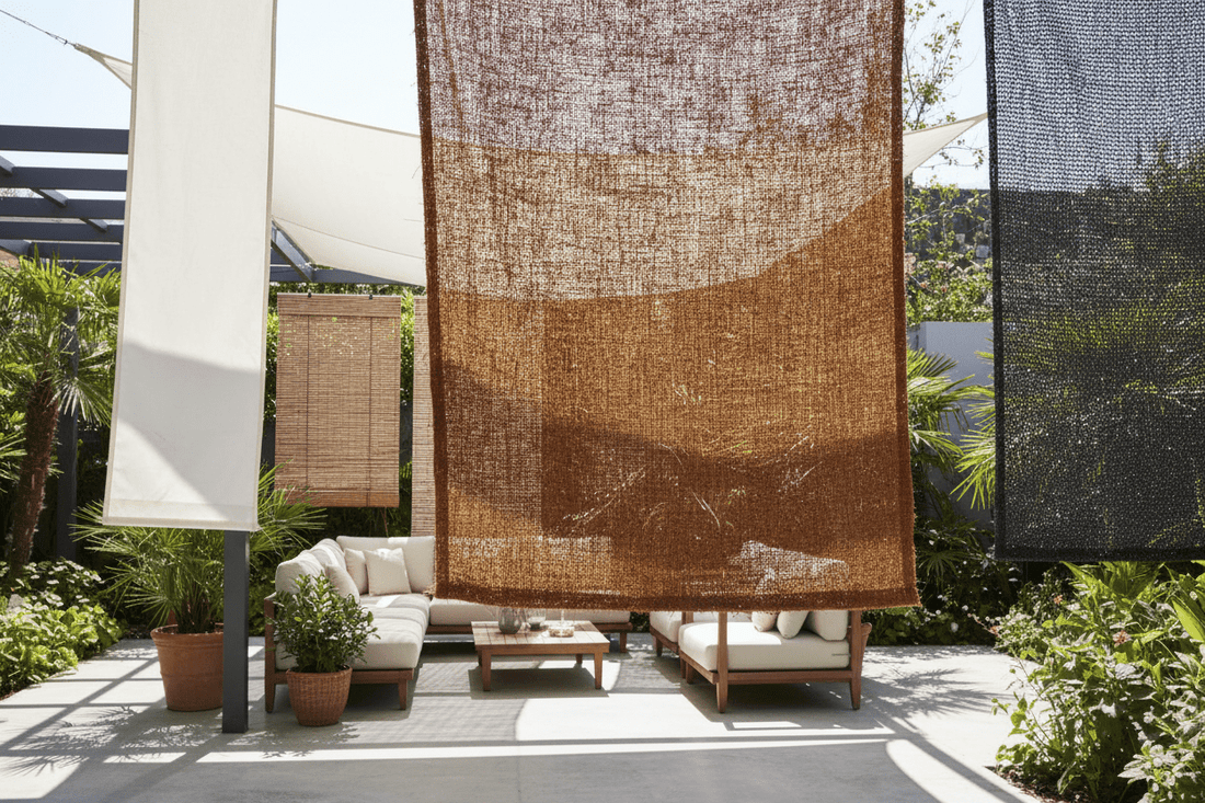 Comparaison matériaux ombrage extérieur fibre de coco naturelle