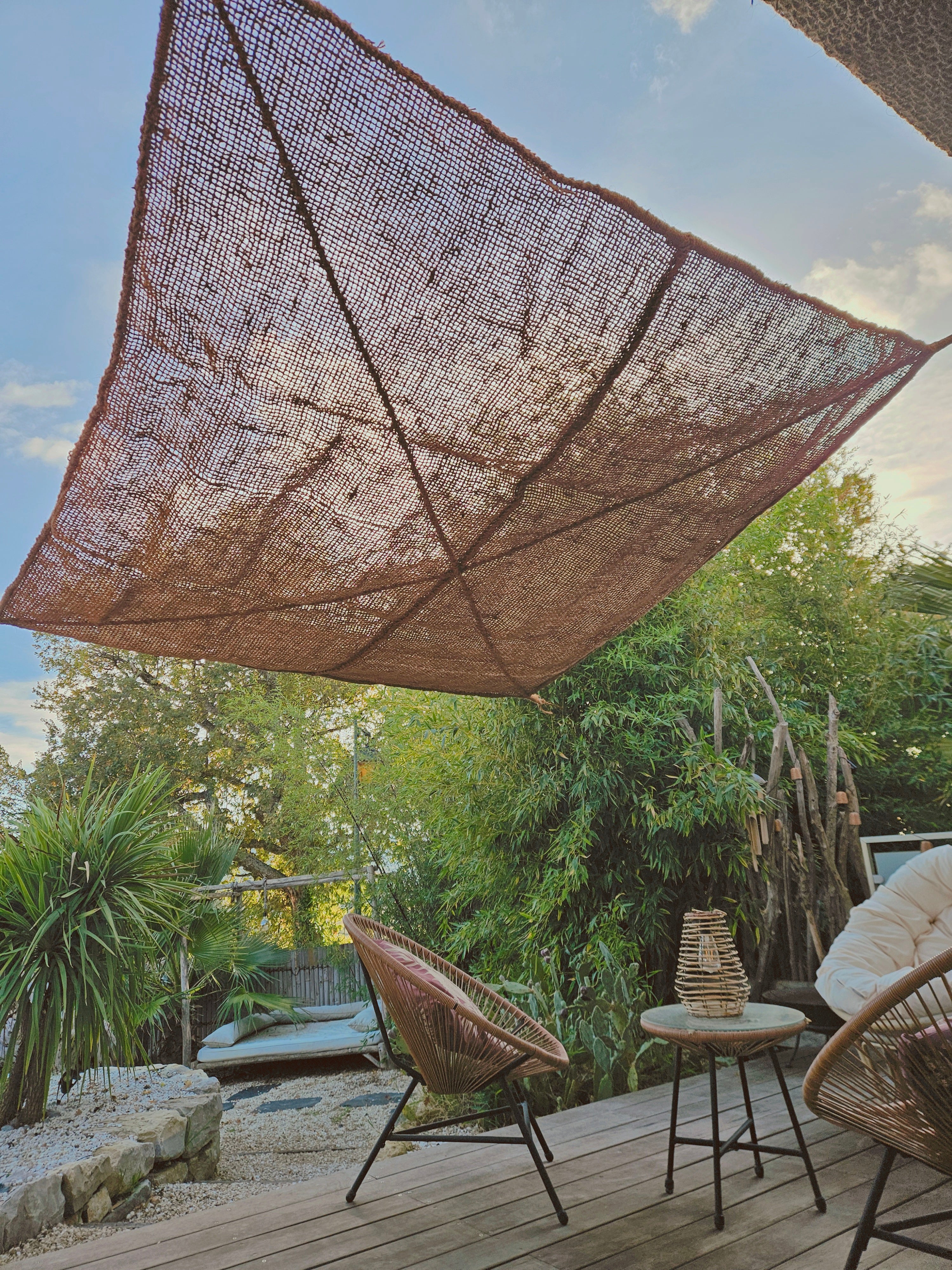 Voile d'ombrage Carrée  à suspendre en Fibre de Coco 3x3m