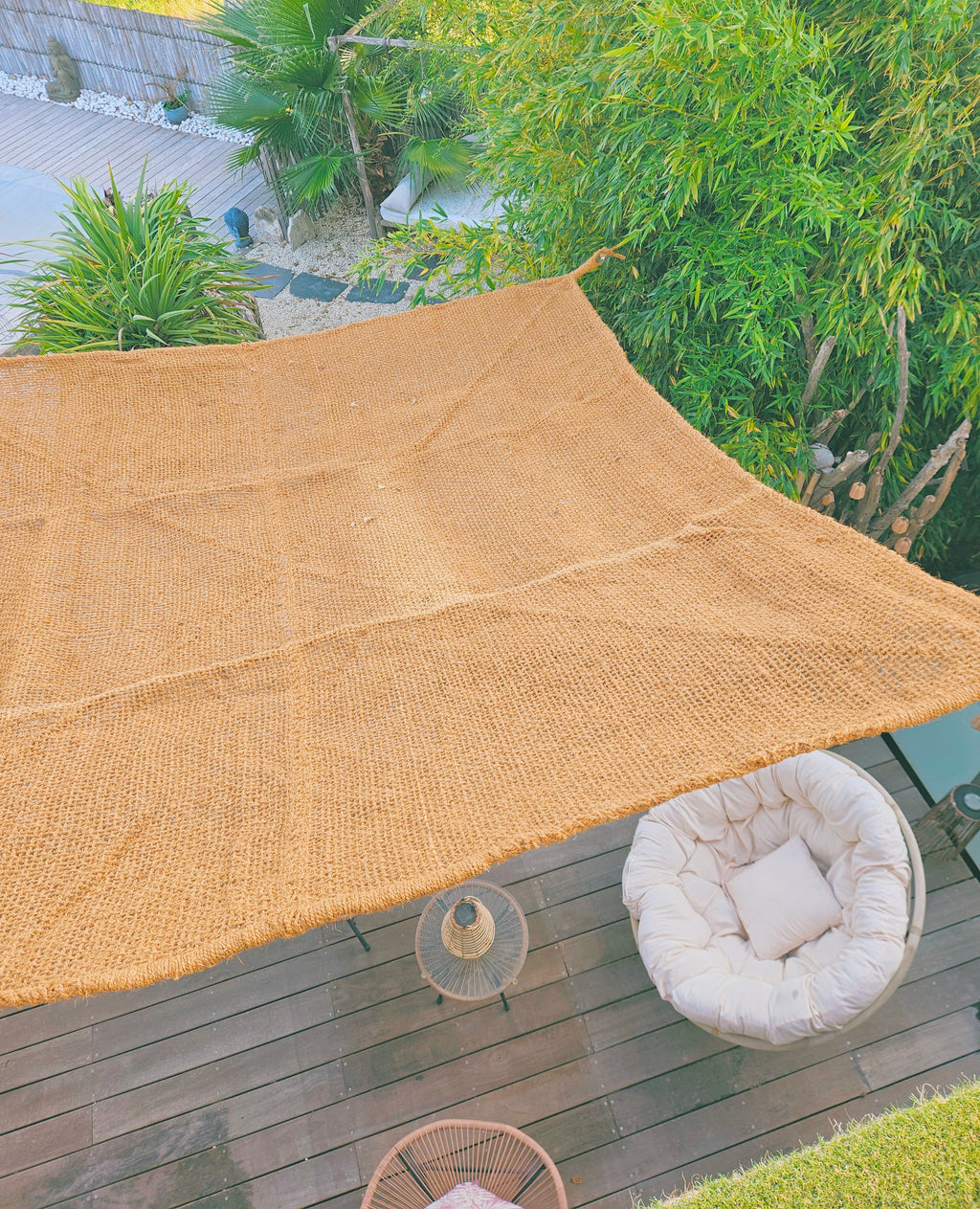 Voile d'ombrage Rectangulaire à suspendre en Fibre de Coco 3x4m