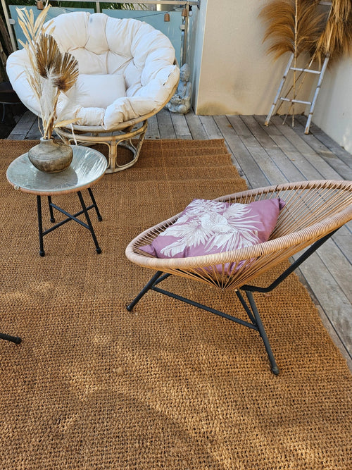 Tapis coco 2x3m installé sur grande terrasse