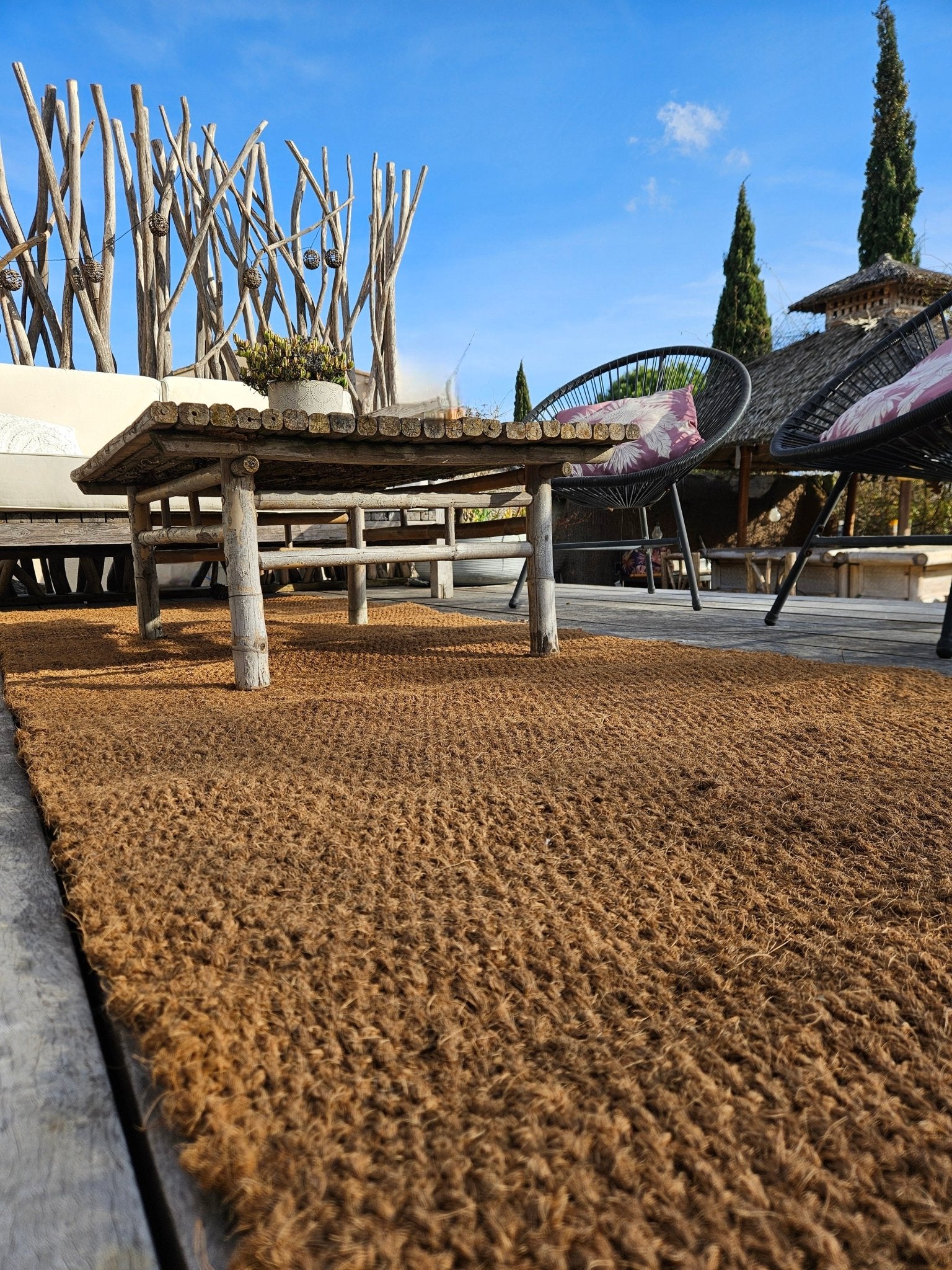 Tapis en fibre de coco naturelle 1x3 mètres pour extérieur