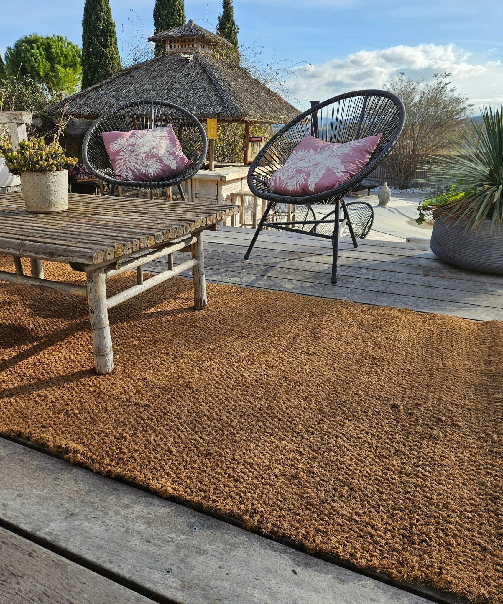 Tapis en fibre de coco 1x3m installé à l'entrée