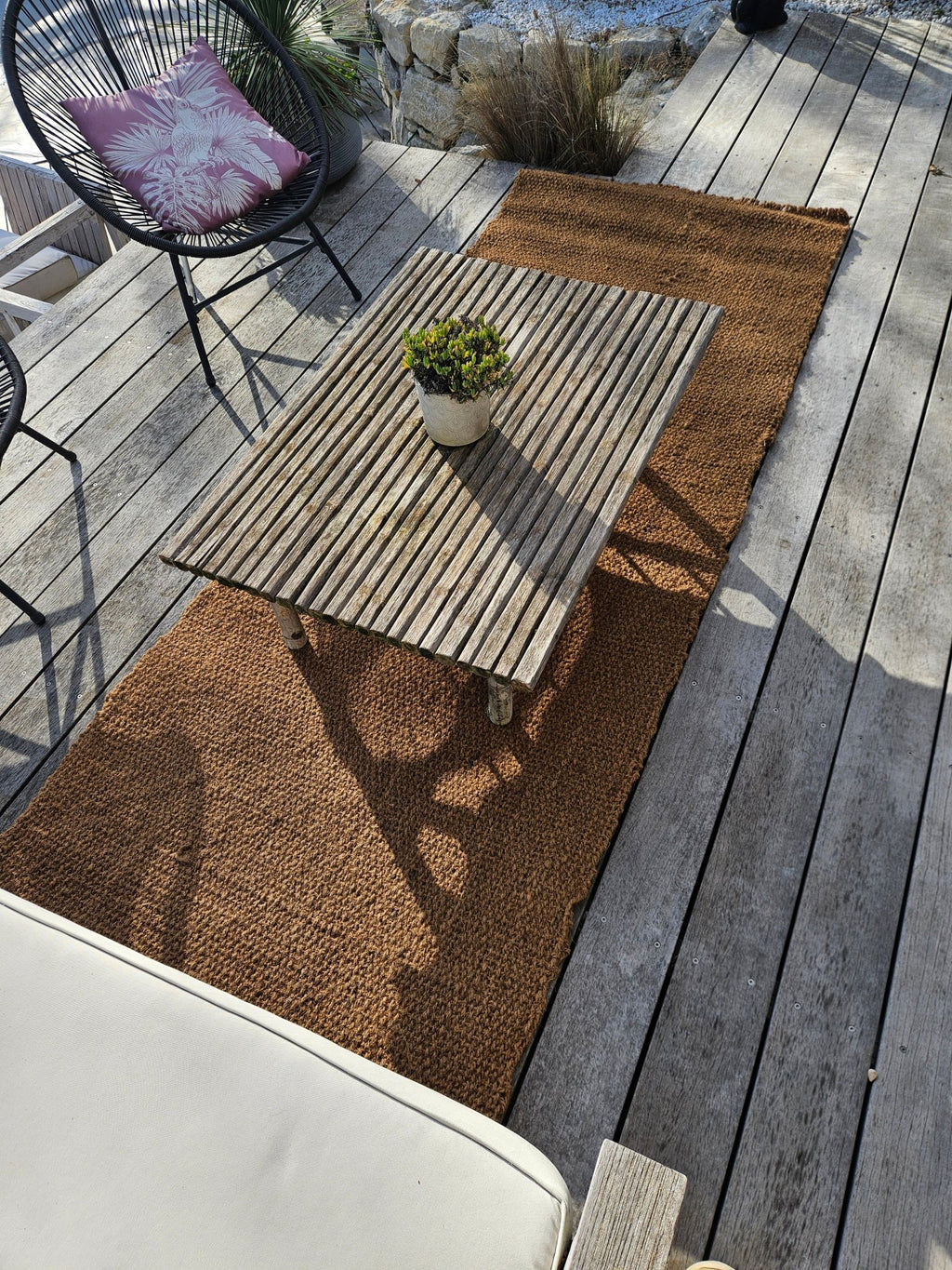 Détail texture fibre de coco naturelle tapis 1x3m