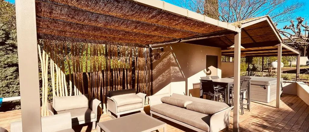 Voile d'ombrage pergola 4x3m fibre de coco protection solaire optimale