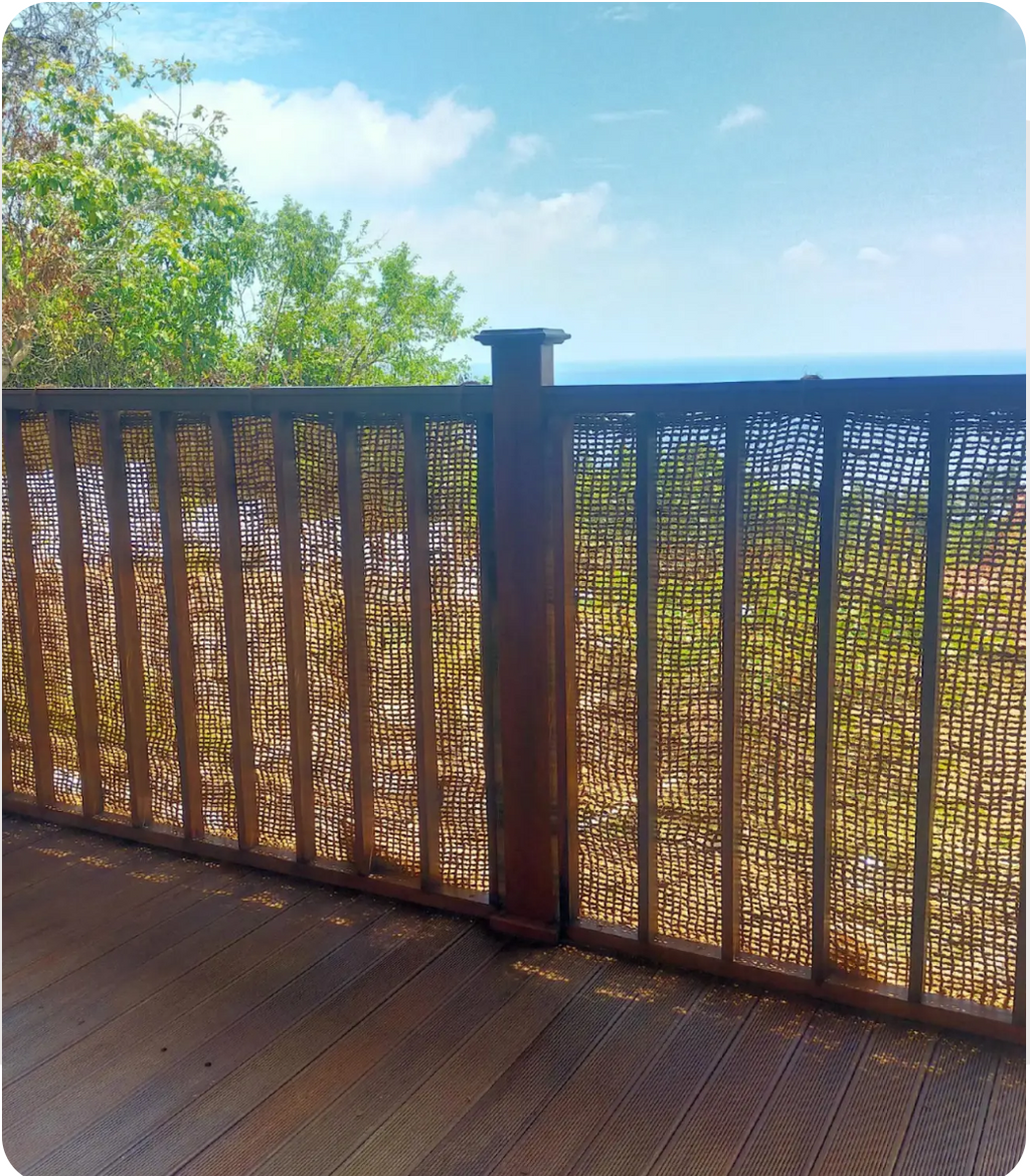 Grand brise-vue 2x3m fibre de coco beige écran séparation écologique terrasse
