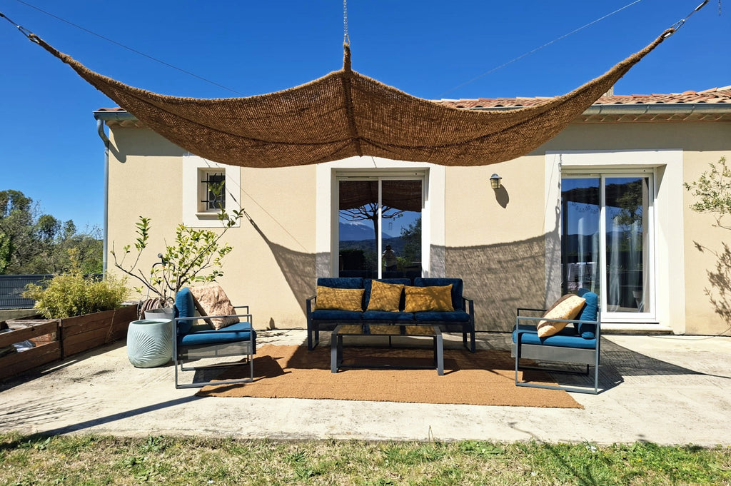 Solara - Voile d'ombrage rectangulaire à suspendre en fibre de coco 3x4m