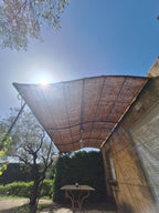 Voile d'ombrage pergola fibre de coco 3x3m - vue extérieure