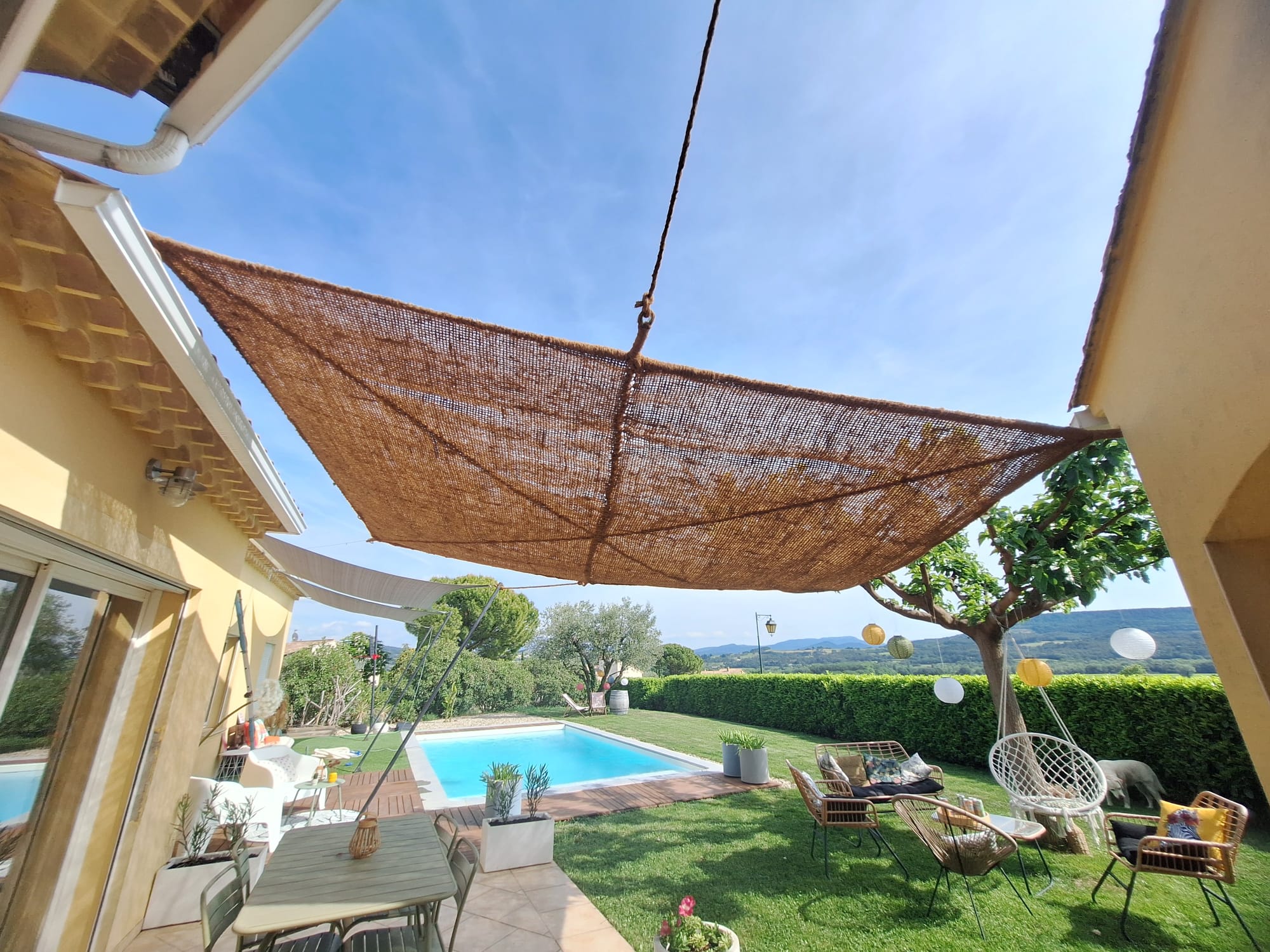 voile d'ombrage en fibre de coco 100% naturelle 4x3m