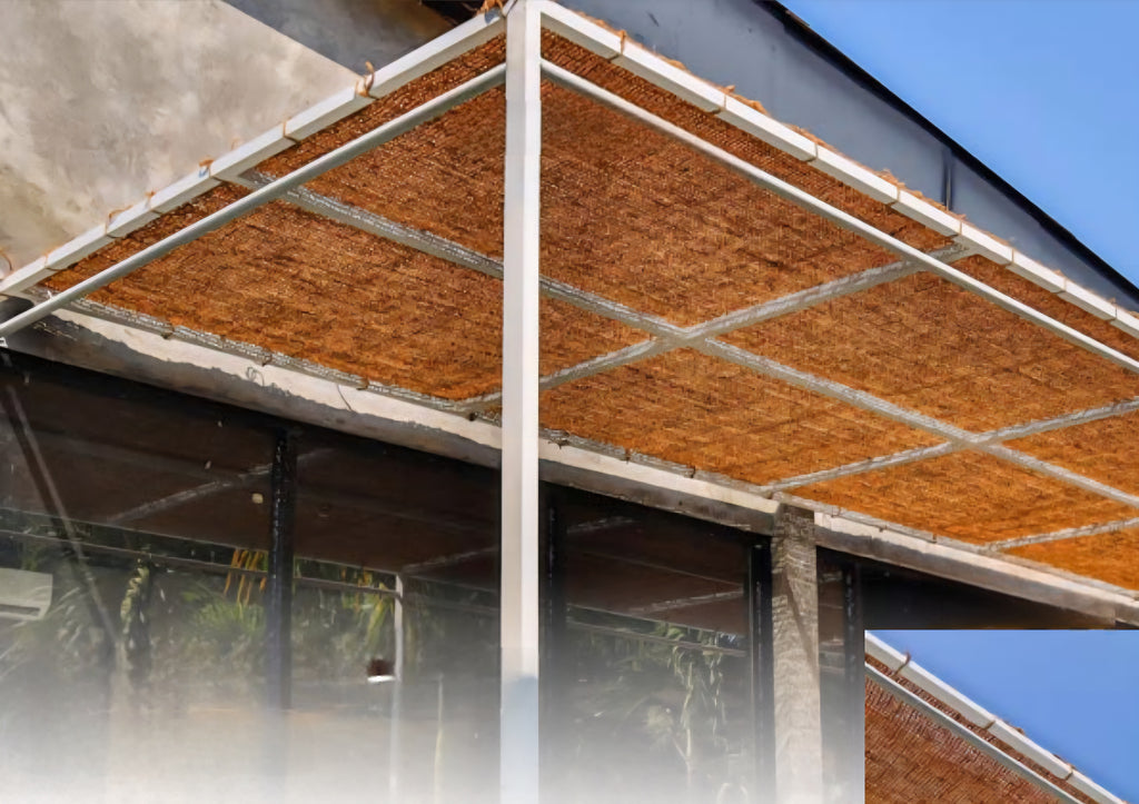 Voile d'ombrage pergola 4x3m en fibre de coco grande couverture naturelle
