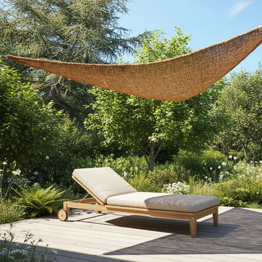 Voile d'ombrage Triangulaire à suspendre en Fibre de Coco 3,5x3,5x3,5m