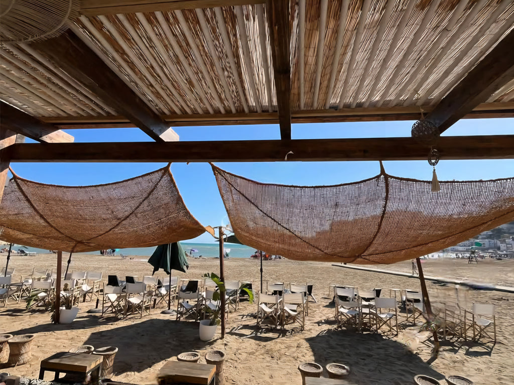 Voile d'ombrage rectangulaire 3x5m en fibre de coco naturelle grande terrasse
