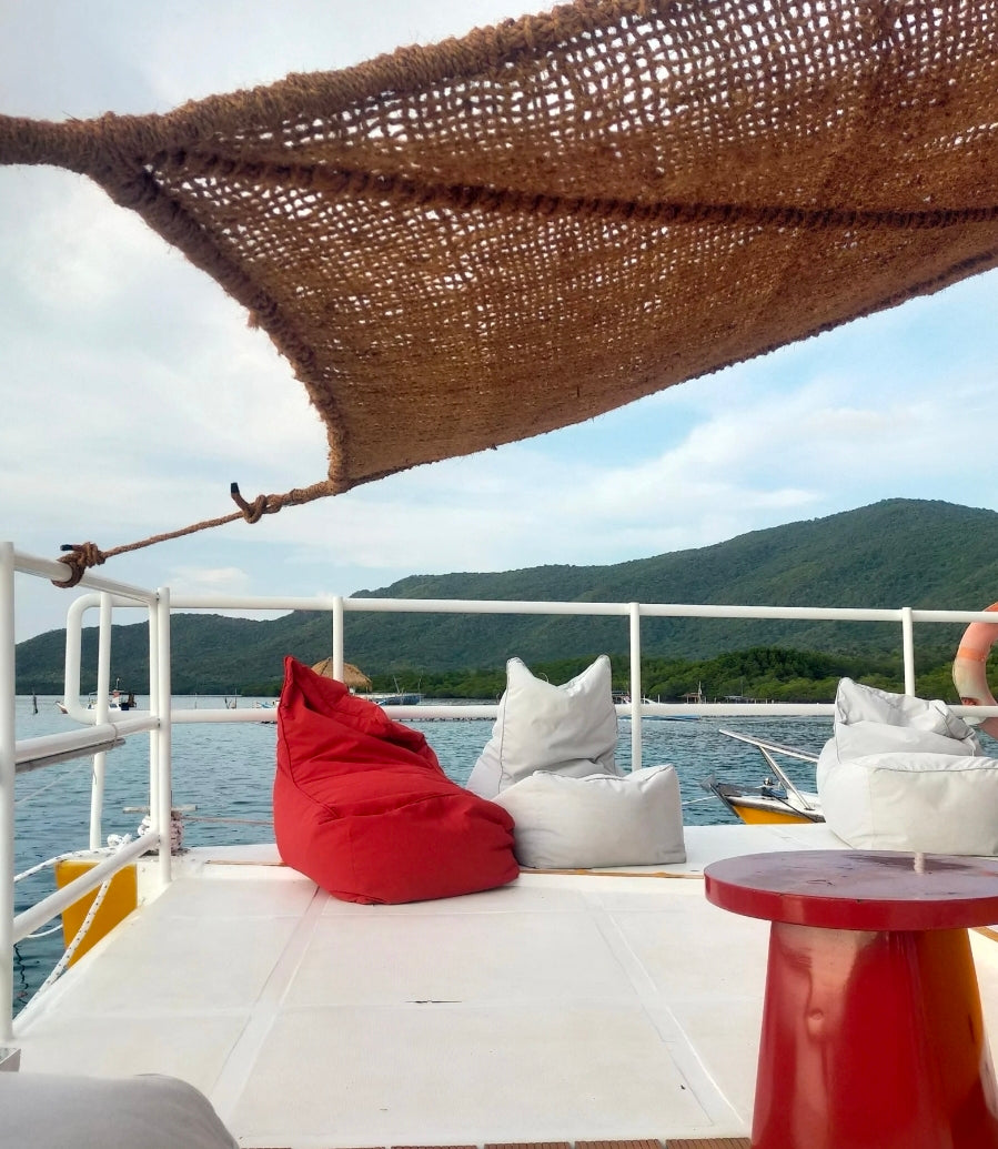 Détail texture voile d'ombrage carrée 3x3m fibre de coco naturelle tressée
