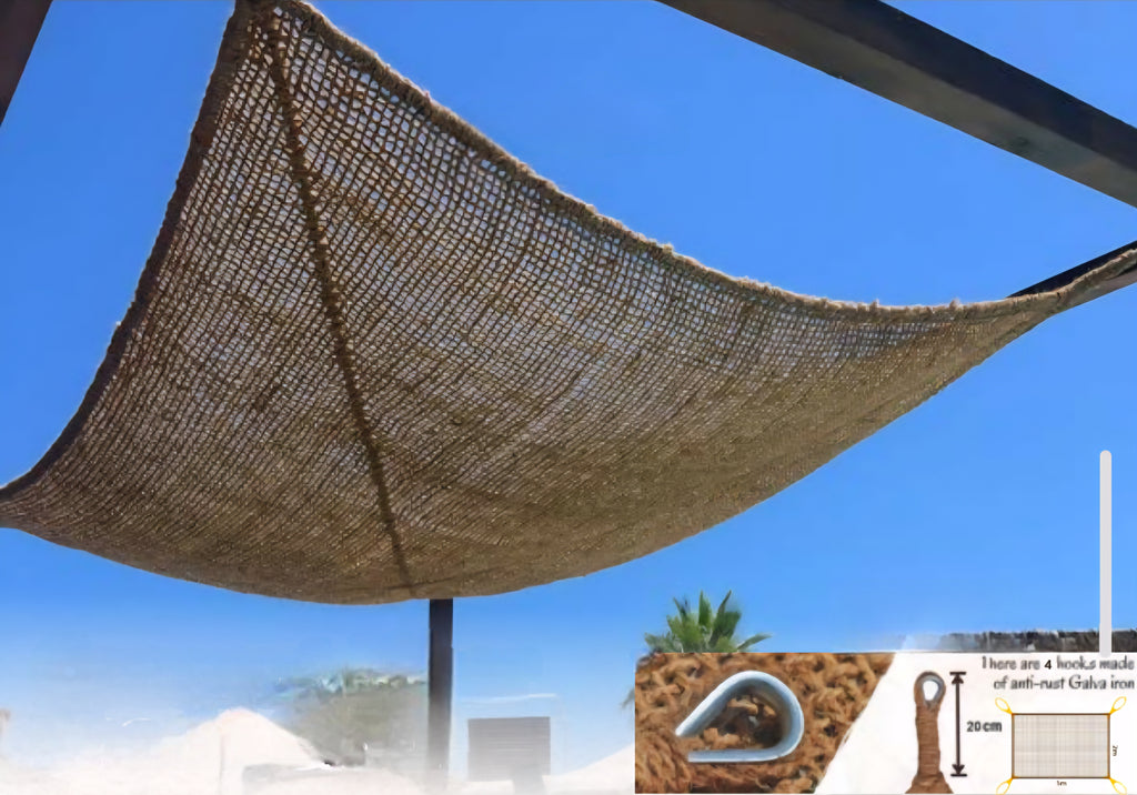 Voile d'ombrage rectangulaire 3x2m en fibre de coco naturelle pour balcon
