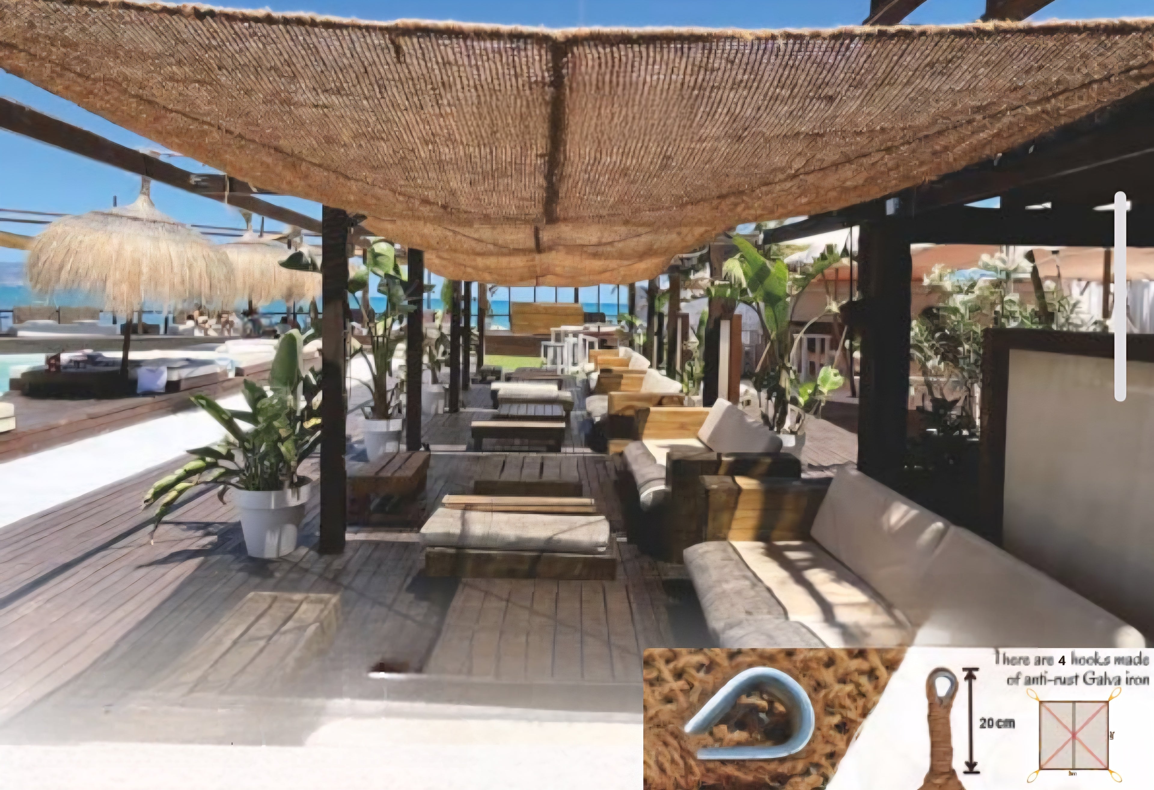 Voile d'ombrage carrée 3x3m en fibre de coco écologique pour protection solaire jardin