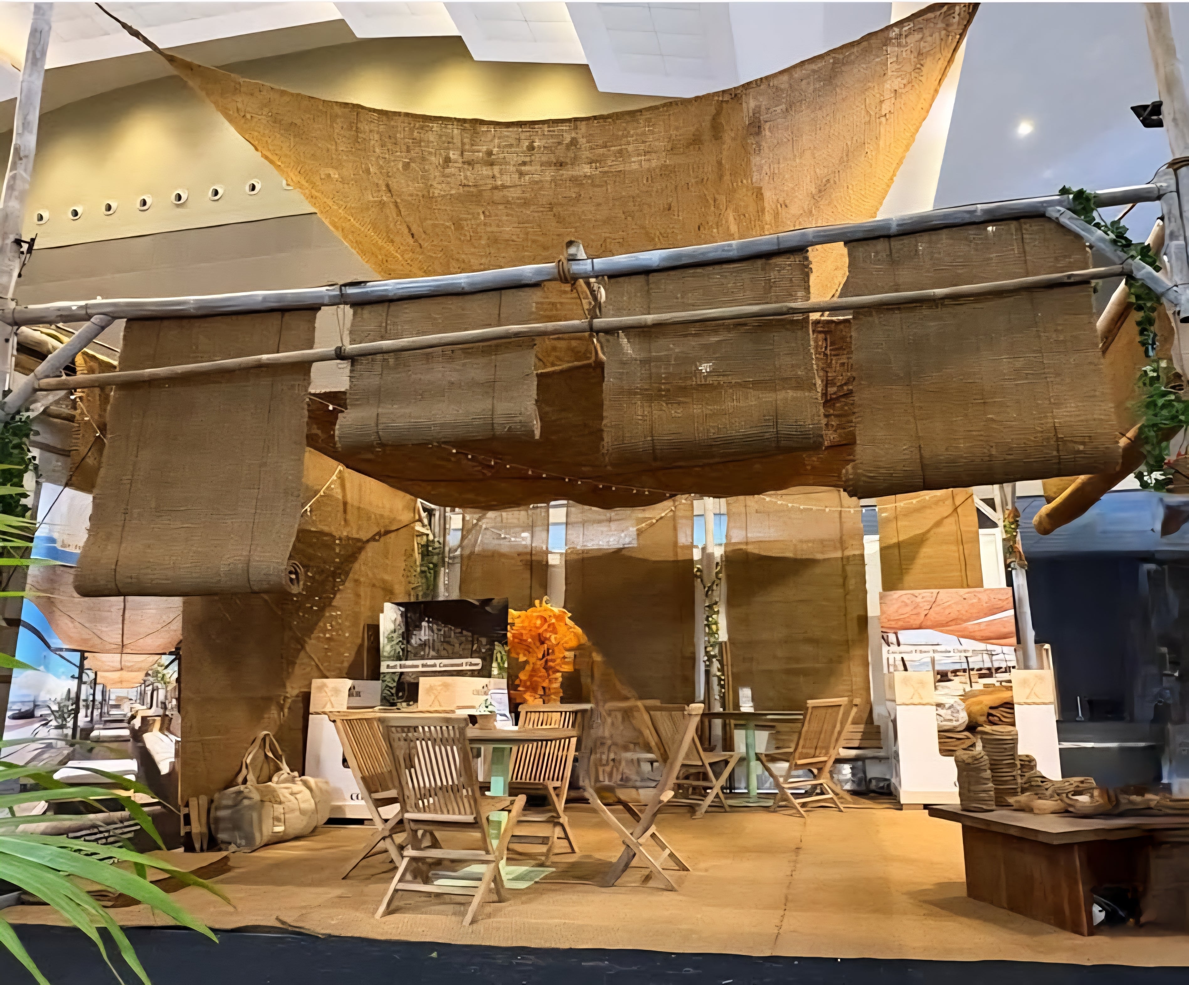 Rideau décoratif fibre de coco 1m x 2,40m beige naturel ambiance bohème
