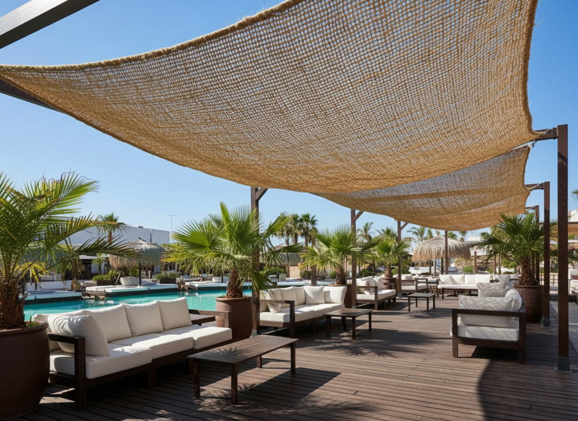 Voile d'ombrage 3x4m sur terrasse méditerranéenne avec mobilier lounge
